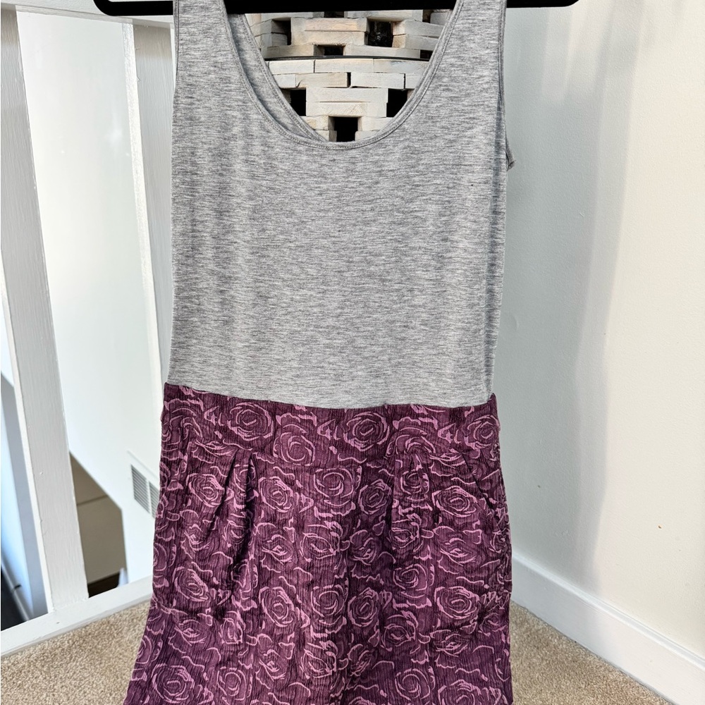 Gray and Purple Sleeveless Dress